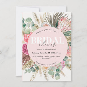 Blush Pink Floral Bohemian Bridal Shower Invitation