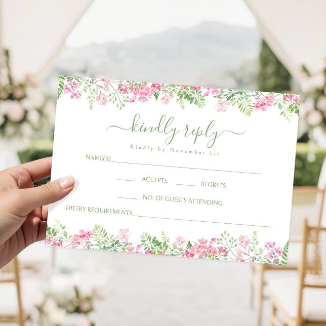 Blush Pink Floral Boho Summer wedding RSVP cards (Creator Uploaded)