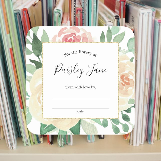 Blush Pink Floral bookplate sticker (Creator Uploaded)