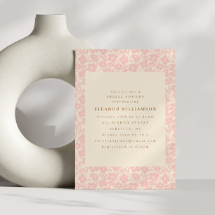 Blush Pink Floral Border Cream Bridal Shower Invitation