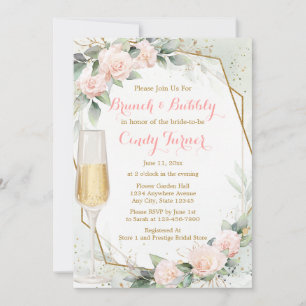 Blush Pink Floral Botanical Bridal Shower Invitation