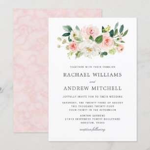 Blush Pink Floral Bouquet Wedding Invitation