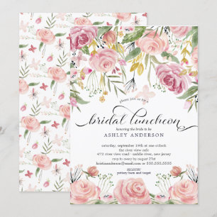 Blush Pink Floral Bridal Luncheon Invitation