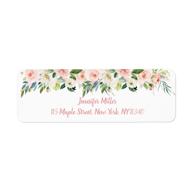 Blush Pink Floral Bridal Shower Address (Front)