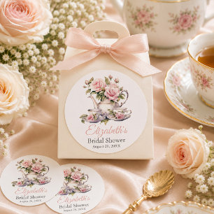 Blush Pink Floral Bridal Shower Favour Sticker
