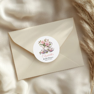 Blush Pink Floral Bridal Shower Favour Sticker