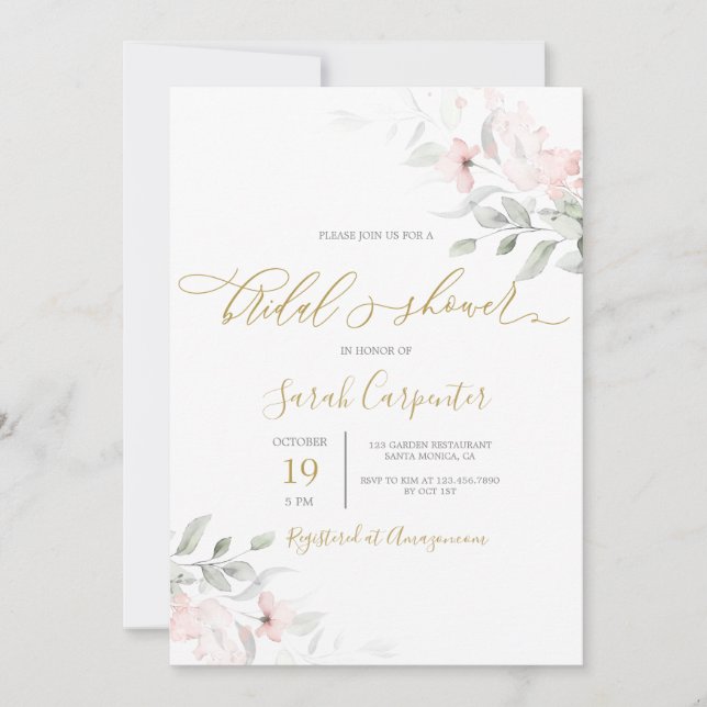 Blush Pink Floral Bridal Shower Invitation (Front)