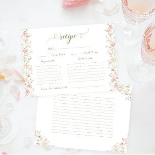 Blush Pink Floral Bridal Shower Recipe Card