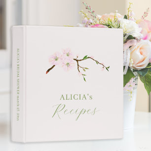 Blush pink floral bridal shower recipe organizer binder
