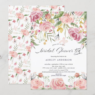 Blush Pink Floral Bridal Shower Tea Invitation