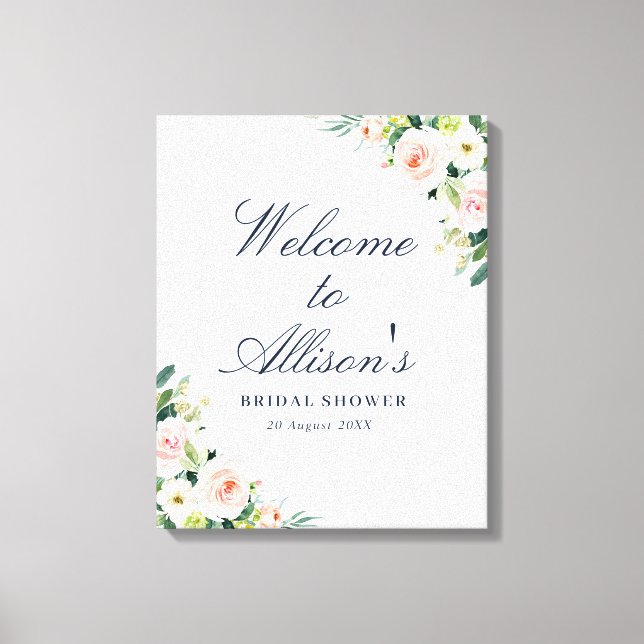 blush pink floral bridal shower welcome sign (Front)