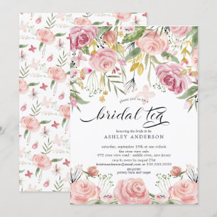 Blush Pink Floral Bridal Tea Invitation