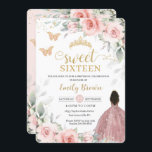 Blush Pink Floral Brown Princess Sweet Sixteen Invitation<br><div class="desc">This chic Sweet 16 birthday invitation features a pretty brown girl dressed in a sparkly rose gold / blush ball gown, watercolor blush pink floral and soft greenery foliage. Personalize it with your details easily and quickly, simply press the customise it button to further re-arrange and format the style and...</div>