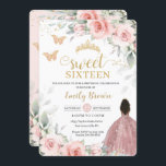 Blush Pink Floral Brown Princess Sweet Sixteen Invitation<br><div class="desc">This chic Sweet 16 birthday invitation features a pretty brown girl dressed in a sparkly rose gold / blush ball gown, watercolor blush pink floral and soft greenery foliage. Personalize it with your details easily and quickly, simply press the customise it button to further re-arrange and format the style and...</div>