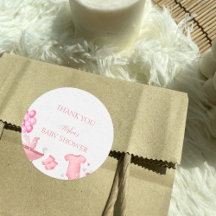 Blush Pink Floral Bunny Baby Shower Thank You 