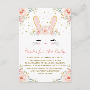 Blush Pink Floral Bunny Rabbit Books for Baby Girl Enclosure Card