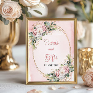Blush Pink Floral Cards and Gifts Baby Shower Sign