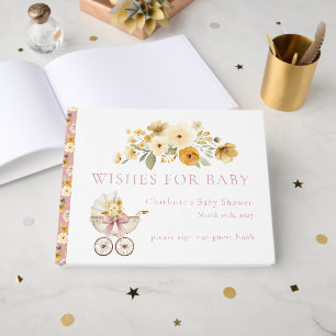 Blush Pink Floral Carriage Baby Shower Guest Book