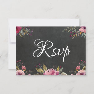Blush Pink Floral Chalkboard Wedding RSVP Card