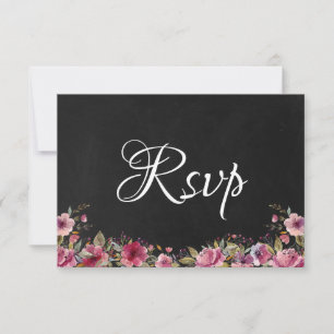 Blush Pink Floral Chalkboard Wedding Rsvp Card