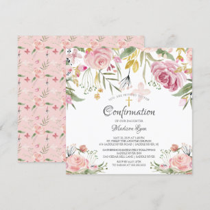 Blush Pink Floral Confirmation Invitation