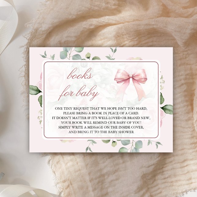  Blush Pink Floral Coquette Bow Book Request Enclosure Card (Creator Uploaded)