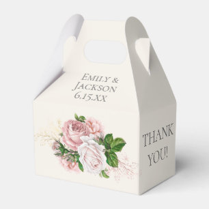 Blush Pink Floral Cream Wedding Favor Box