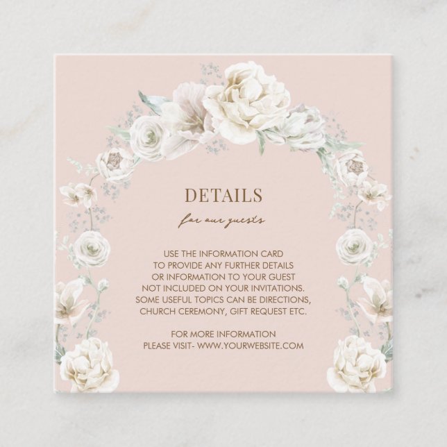 Blush Pink Floral Dream Wedding Details Enclosure Card (Front)