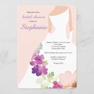 Blush Pink Floral Dress Bridal Shower Invitation