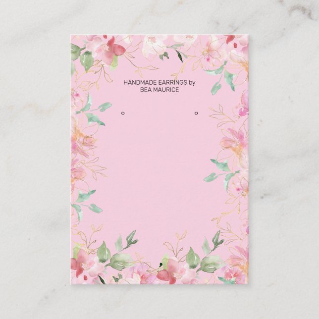 Blush Pink Floral Earring Display Holder Card (Front)