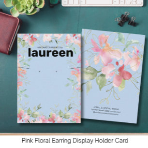 Blush Pink Floral Earring Display Holder Card