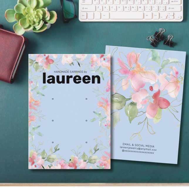 Blush Pink Floral Earring Display Holder Card (Creator Uploaded)