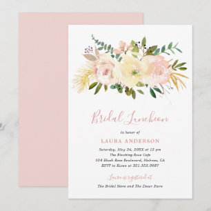 Blush Pink Floral Elegant Bridal Shower Invitation