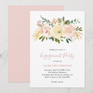 Blush Pink Floral Elegant Engagement Party Invitation