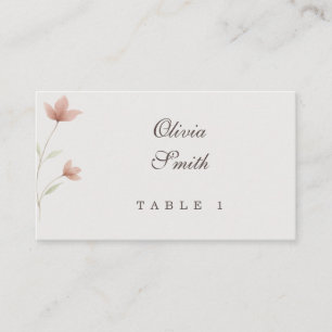 Blush Pink Floral Elegant Garden Wedding Flat  Place Card