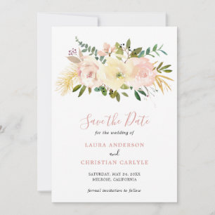 Blush Pink Floral Elegant Wedding Save The Date