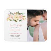 Blush Pink Floral Elegant Wedding Save the Date