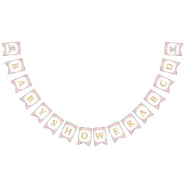 Blush Pink Floral Elephant Baby Shower Birthday  Bunting Flags
