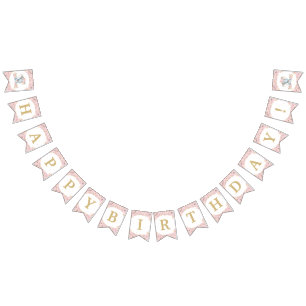 Blush Pink Floral Elephant Birthday Baby Shower  Bunting Flags