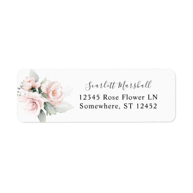 Blush Pink Floral & Eucalyptus Adresse de retour (Devant)