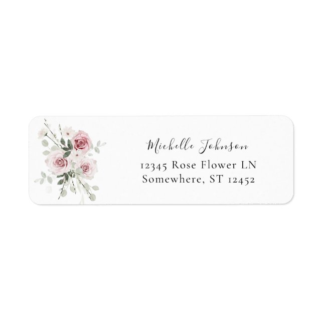 Blush Pink Floral & Eucalyptus Adresse de retour (Devant)
