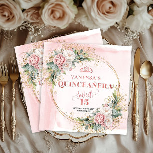 Blush Pink Floral Eucalyptus Napkin for Quince 