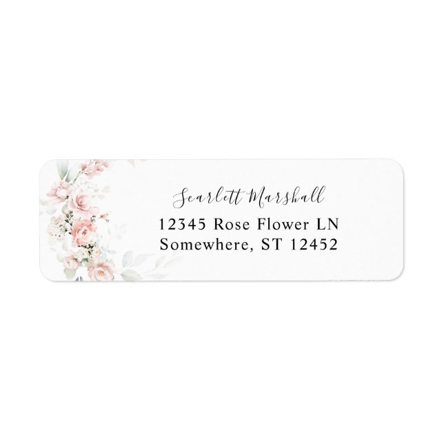 Blush Pink Floral & Eucalyptus Return Address 2 (Front)