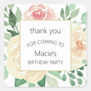 Blush Pink Floral faveur merci sticker