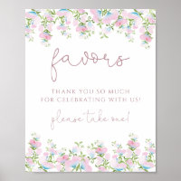 Blush Pink Floral Favours Sign