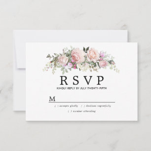 Blush Pink Floral First Communion RSVP Card