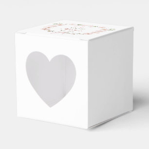 Blush Pink Floral Frame Baptism Heart Favor Box