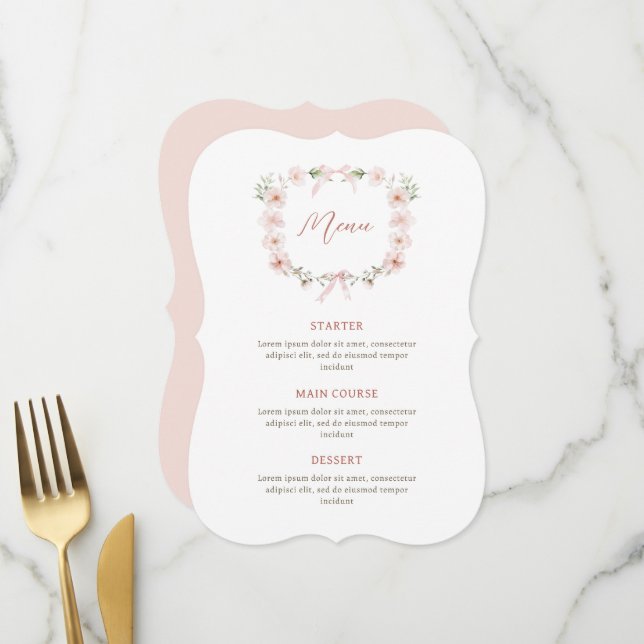 Blush Pink Floral Frame Menu (Front/Back In Situ)