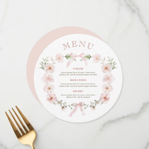 Blush Pink Floral Frame Round Menu