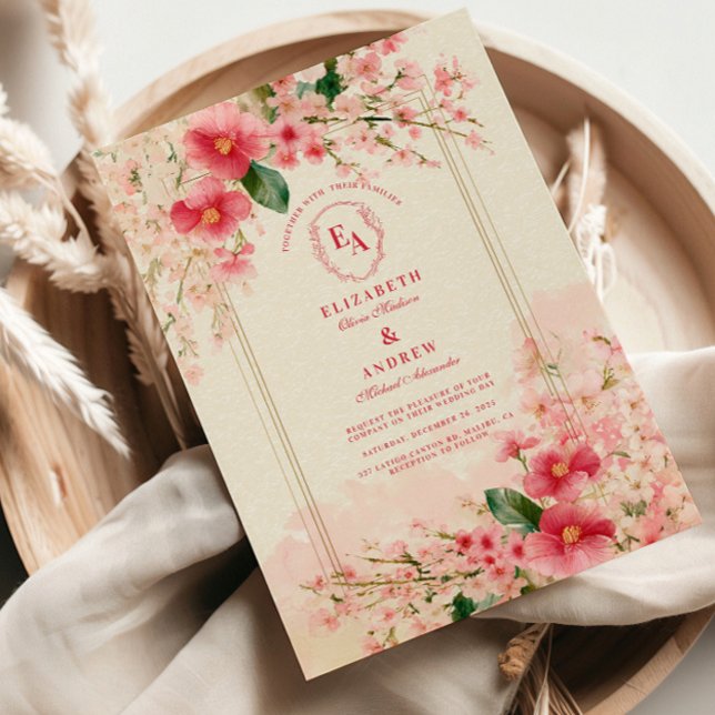Blush Pink Floral Frame Wedding Invitation (Creator Uploaded)